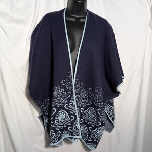 Women's‎ Chico's Open Front Waterfall Cape/Wrap, One Size,  Blue w/ Metallic